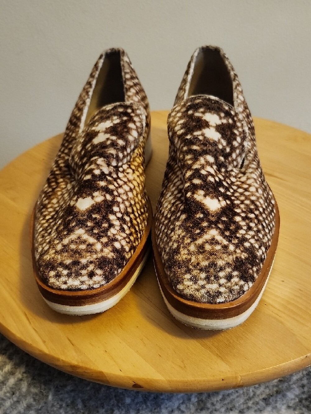 Free People Men's Tan and Brown Patterned Slip-On Loafers - Picture 2 of 8